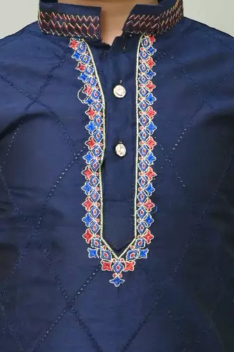embroidery dupion silk kurta and pajama for boys. festive, party, formal, and casual wear