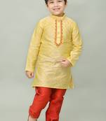 embroidery dupion silk kurta and pajama for boys. festive, party, formal, and casual wear