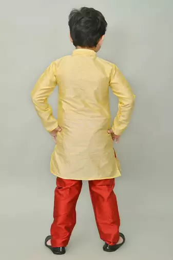 embroidery dupion silk kurta and pajama for boys. festive, party, formal, and casual wear