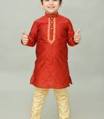 embroidery dupion silk kurta and pyjama for boys. festive, party, formal, and casual wear