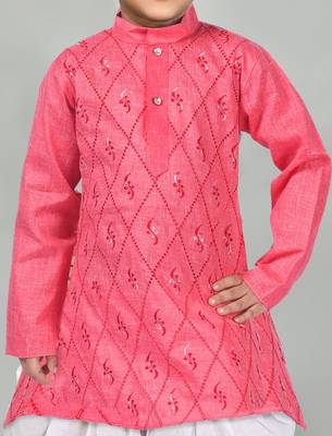 Pink embroidery high quality kurta and patiyala set for boys 2