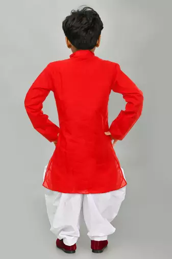 Red embroidery high quality kurta and patiyala set for boys