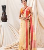 Traditional Naple Yellow Handloom Soft Linen Saree