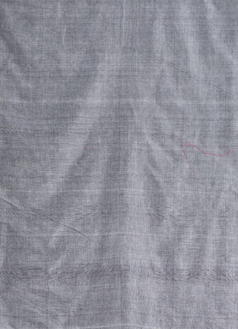 Traditional Silver Grey Soft Cotton Jamdani Saree