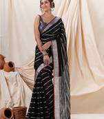 Traditional Black Handloom Linen Saree