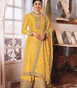 Yellow Embroidered Mehndi Trendy Salwar Suit