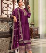 Dark Magenta Embroidered Mehndi Trendy Salwar Suit
