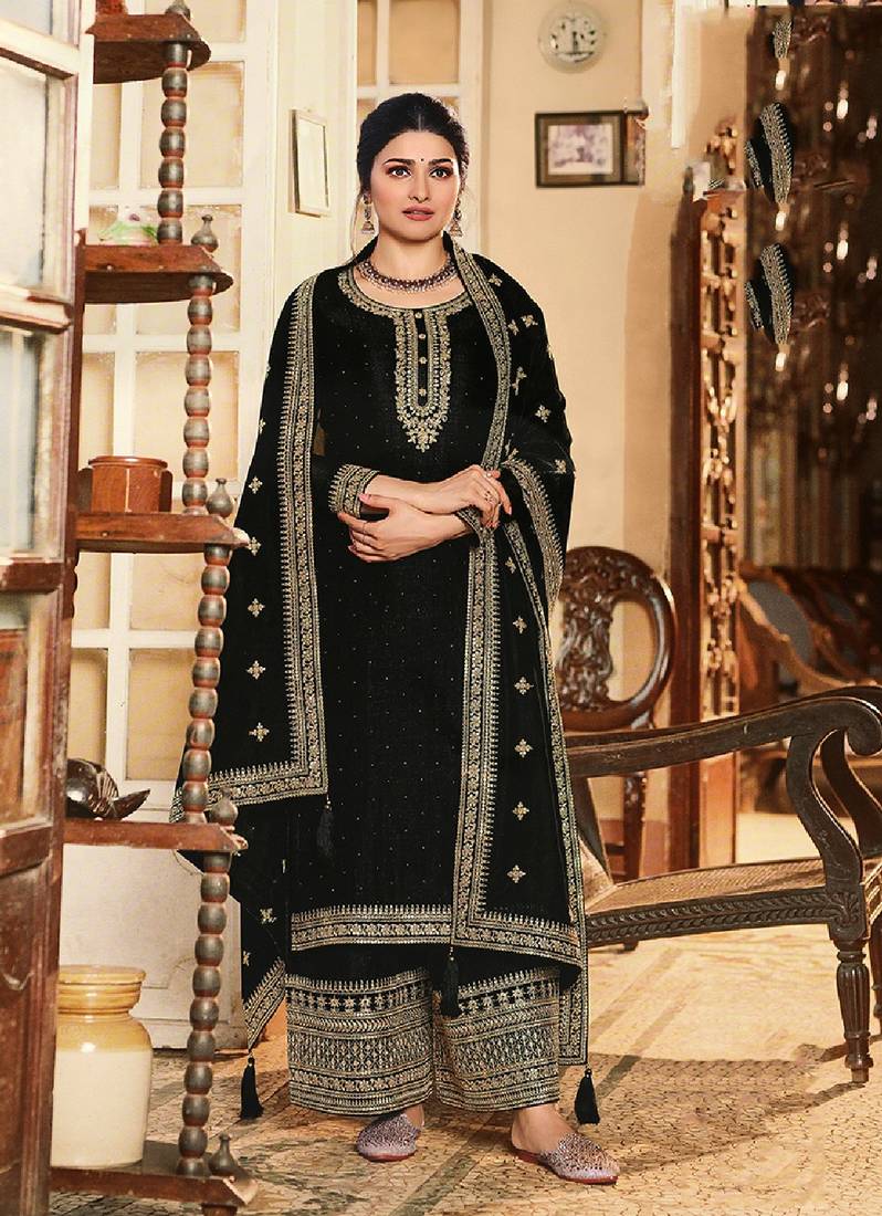 Black Embroidered Mehndi Trendy Salwar Suit Hirpara House 4169554