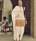 White Color Embroidery  Work Trendy Salwar Kameez