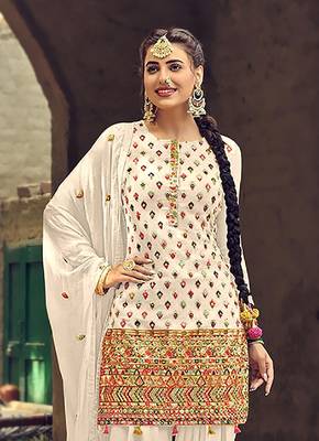 White Color Embroidery  Work Trendy Salwar Kameez 2