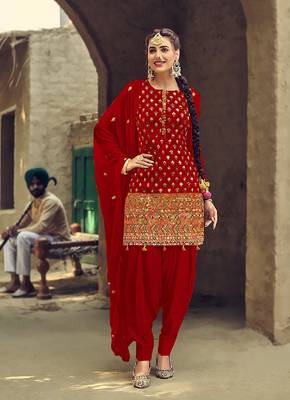 Red Color Embroidery  Work Trendy Salwar Kameez 1