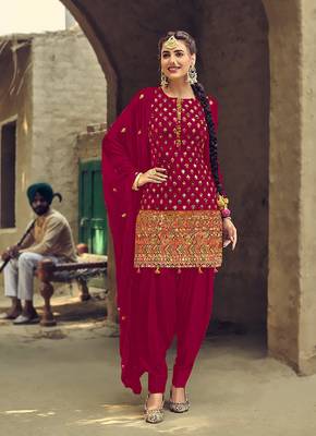 Magenta Color Embroidery  Work Trendy Salwar Kameez 1