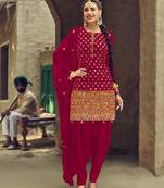 Magenta Color Embroidery  Work Trendy Salwar Kameez