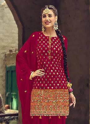 Magenta Color Embroidery  Work Trendy Salwar Kameez 2