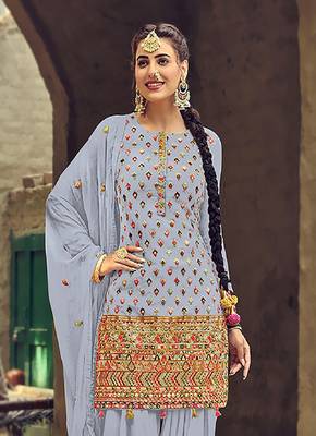 Violet Color Embroidery  Work Trendy Salwar Kameez 2