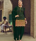 Dark Green Color Embroidery  Work Trendy Salwar Kameez