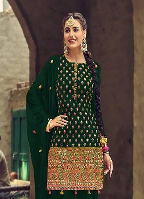 Dark Green Color Embroidery  Work Trendy Salwar Kameez 2