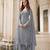 Designer Palazzo Suit Embroidered Net in Slate Grey