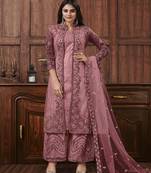 Mauve Butterfly Net Mehndi Trendy Salwar Kameez