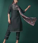 Ethnic Dark Stone Grey Colour Festival Wear Embroidered Salwaar Kameez