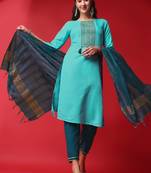 Ethnic Sky Blue Colour Festival Wear Embroidered Salwaar Kameez