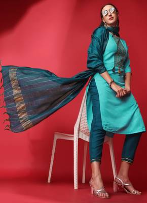 Ethnic Sky Blue Colour Festival Wear Embroidered Salwaar Kameez 2