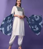Ethnic Off White Colour Festival Wear Embroidered Salwaar Kameez