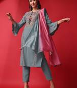Ethnic Grey Colour Festival Wear Embroidered Salwaar Kameez