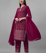 Magenta Colour Wedding Style Designer Embroidery Work Salwaar Kameez