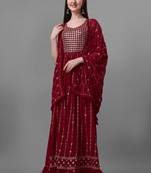 Maroon Colour Wedding Style Designer Embroidery Work Salwaar Kameez