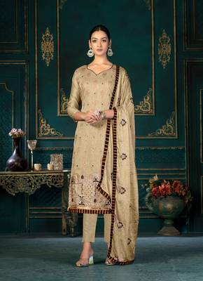 Beige Colour Ethnic Salwaar Kameez For Festive Season 1