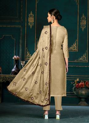 Beige Colour Ethnic Salwaar Kameez For Festive Season 2
