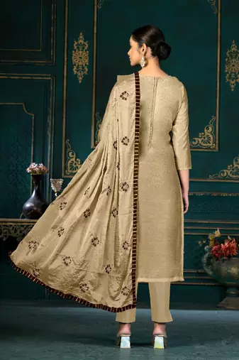 Beige Colour Ethnic Salwaar Kameez For Festive Season