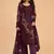 Ethnic And Stylish Wine Colour Resham And Sequins Work Partywear Salwaar Kameez