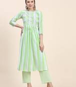 Green Colour Ethnic Readymade Top Bottom Set For Festive Ethnic Looks