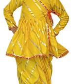 Aglare Krishna. Embroidered Angarkha Top ,kedia dress for Janmashtami and Navratri for Girl.Yellow yellow.