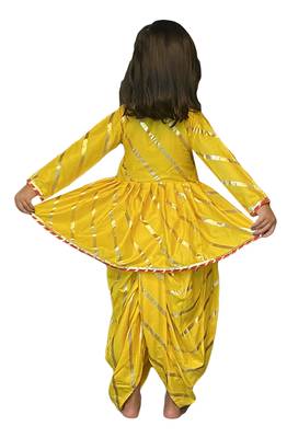 Aglare Krishna. Embroidered Angarkha Top ,kedia dress for Janmashtami and Navratri for Girl.Yellow yellow. 2