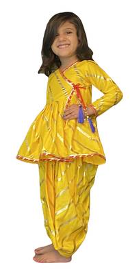 Aglare Krishna. Embroidered Angarkha Top ,kedia dress for Janmashtami and Navratri for Girl.Yellow yellow. 3