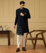 Blue dapper indo western set