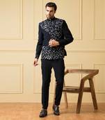 Blue zardozi bandhgala set