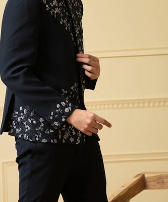 Blue zardozi bandhgala set 2