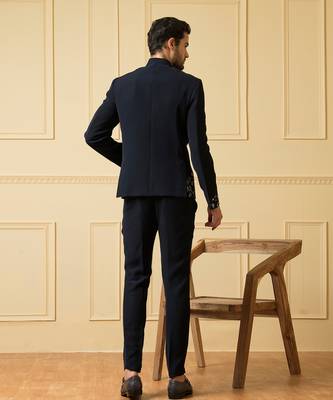 Blue zardozi bandhgala set 3