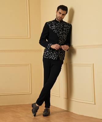 Blue zardozi bandhgala set 4