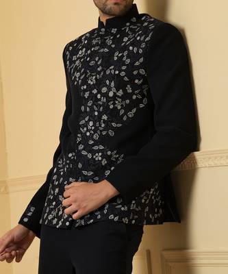 Blue zardozi bandhgala set 5