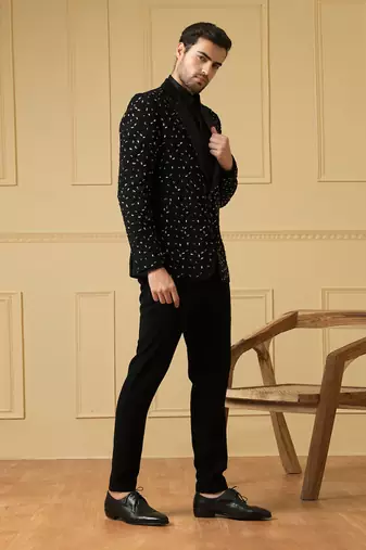 Black beads blazer