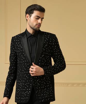Black beads blazer set 2