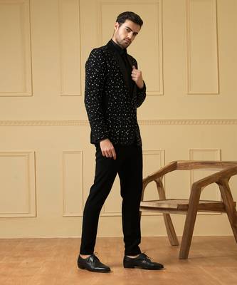 Black beads blazer set 4