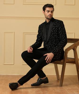 Black beads blazer set 5