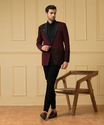 Maroon beads blazer 1
