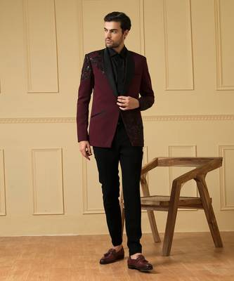 Maroon beads blazer 2